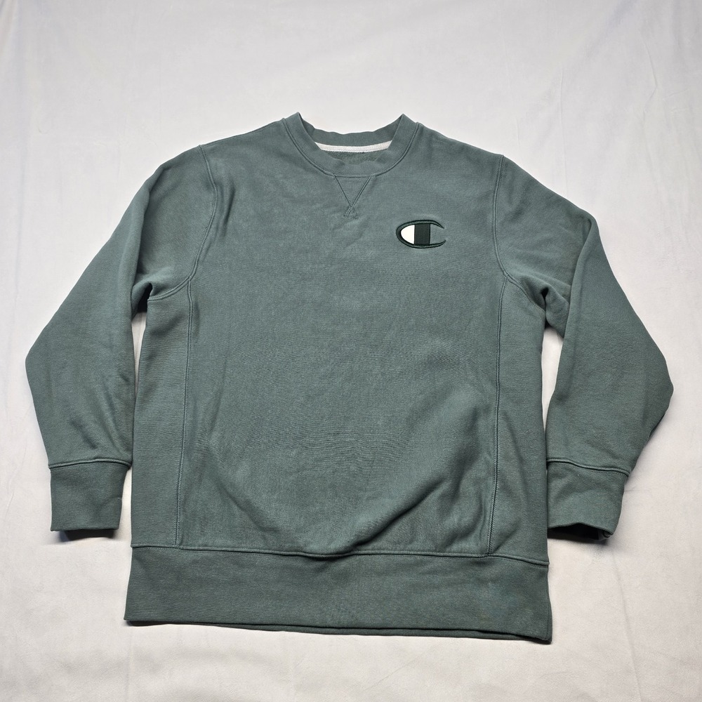 Champion Iconic Embroidered Crewneck Sweatshirt Teal Green Size Large